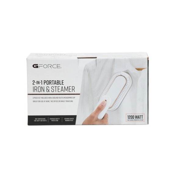 G-FORCE WHITE/GOLD 2-in-1 Portable Iron And Garment Steamer - Picture 2 of 2